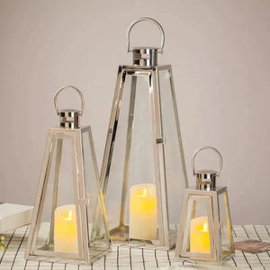 silver color pyramid style lantren