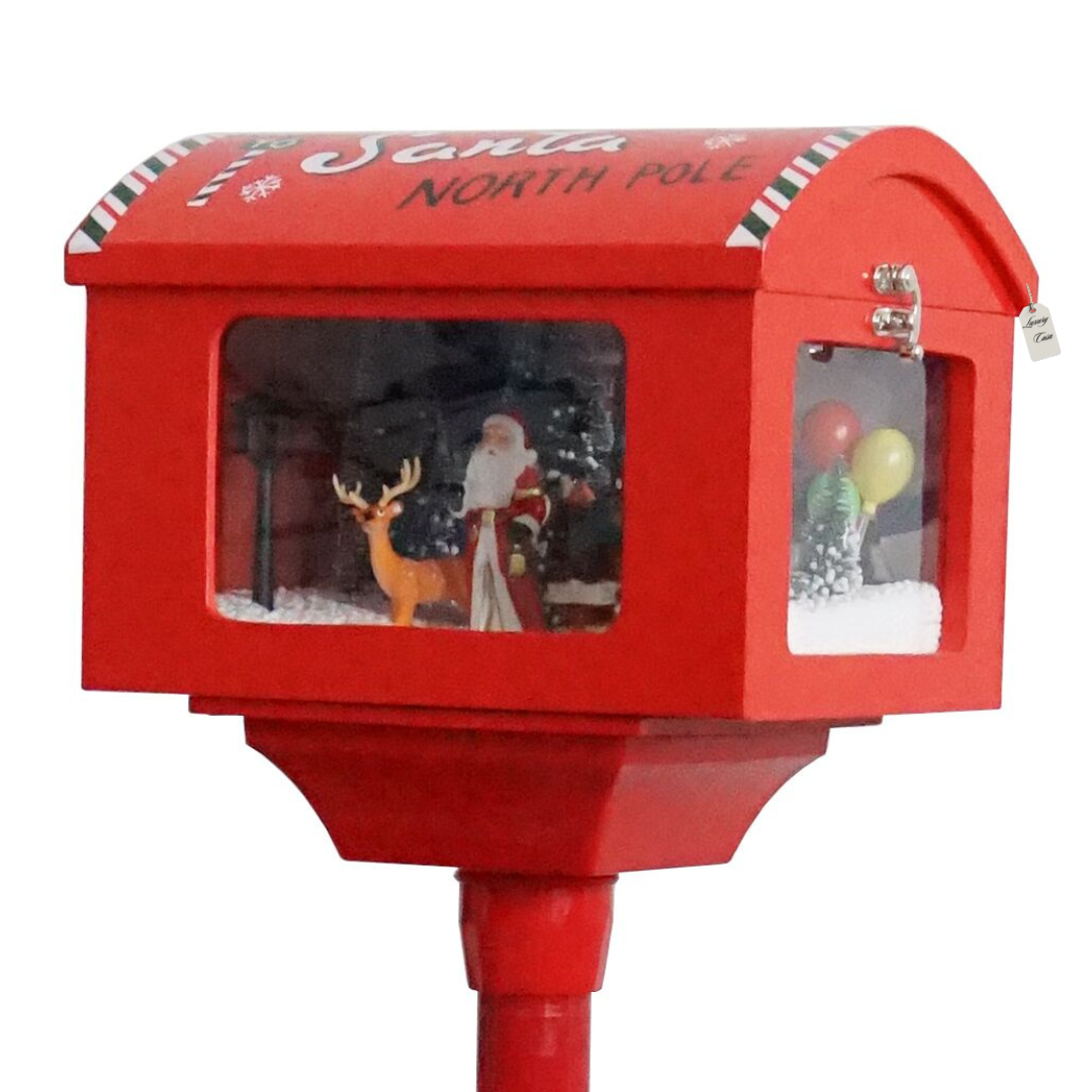 Christmas Musical Tall Santa Mailbox with Snowfall Luxury Casa