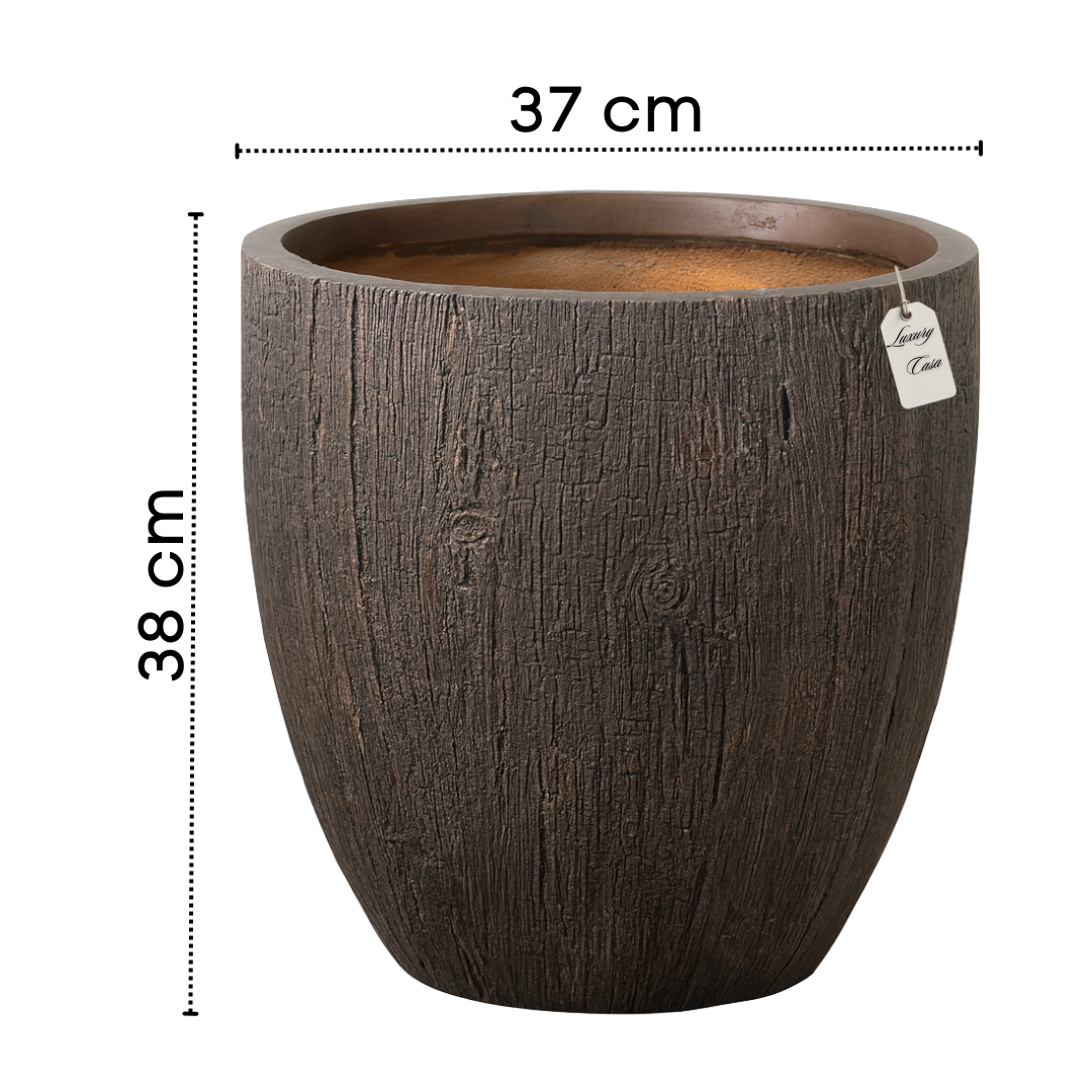 Wood Grain Textured Planter – Modern Decorative Pot - Medium Luxury Casa