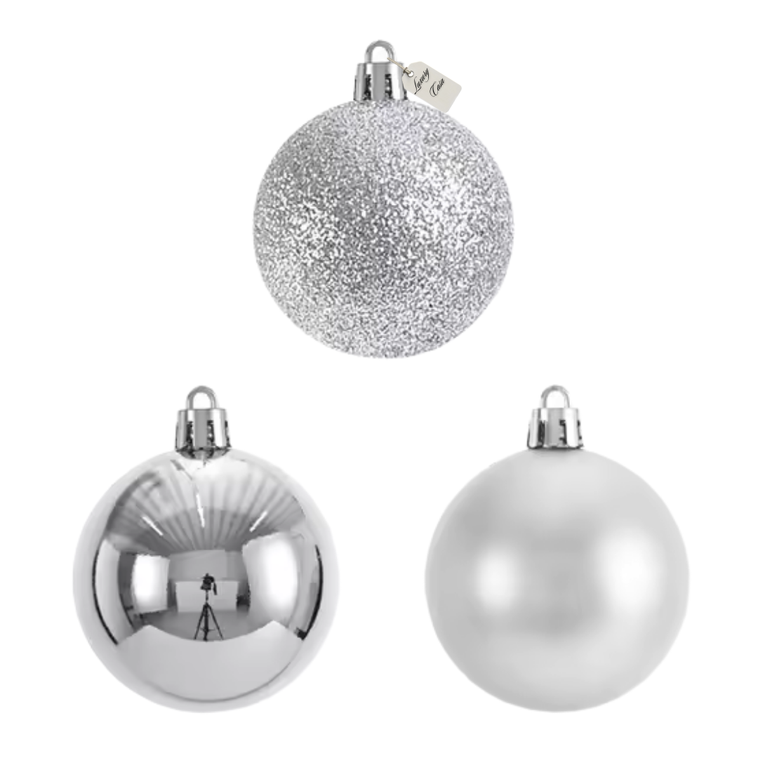 Christmas Baubles Ornaments Set – 24 pcs (6 cm, Glitter, Glossy & Matte Christmas Tree Decorations) Luxury Casa