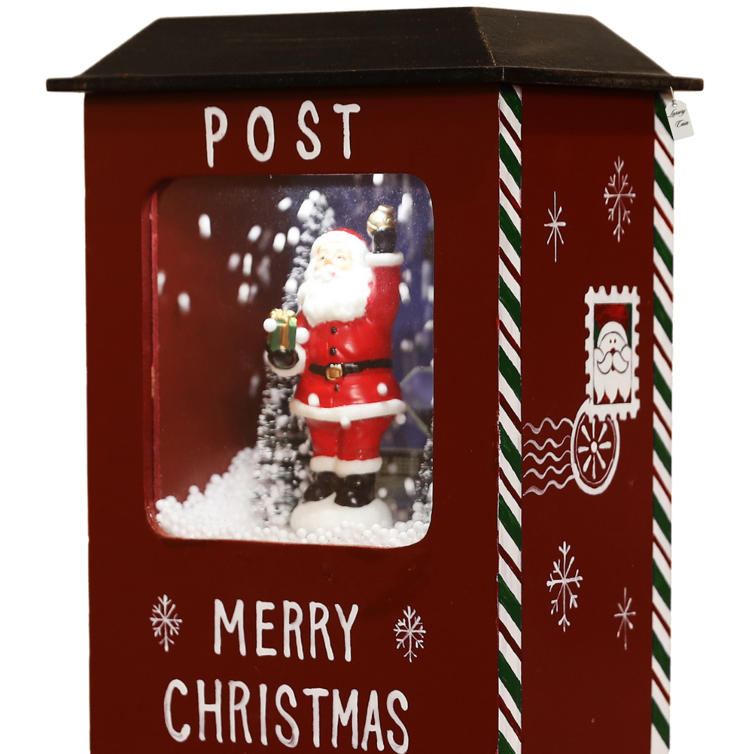 Christmas Musical Santa Table Mailbox with Snowfall Luxury Casa