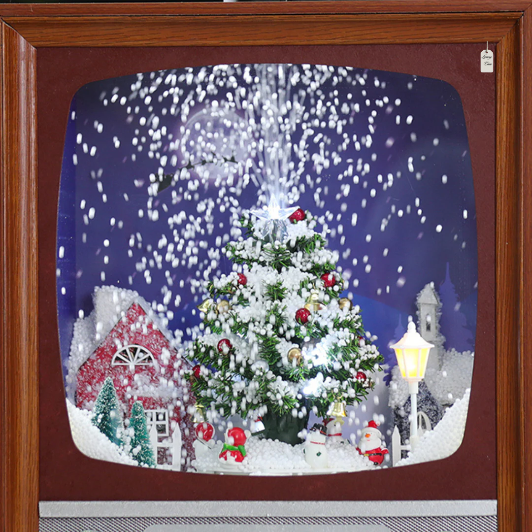 Retro Christmas TV Decoration with Snow Scene Luxury Casa