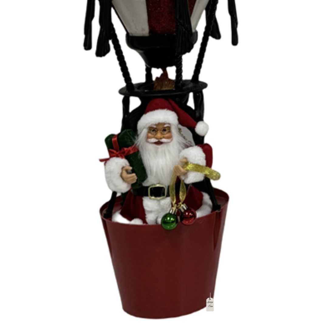 Santa Hot Air Balloon LED Decoration – Red & White Design Luxury Casa