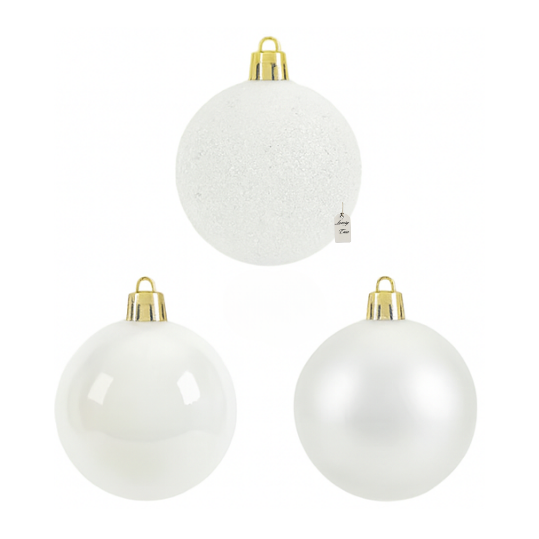 Christmas Baubles Ornaments Set – 24 pcs (8 cm, Glitter, Glossy & Matte Christmas Tree Decorations) Luxury Casa