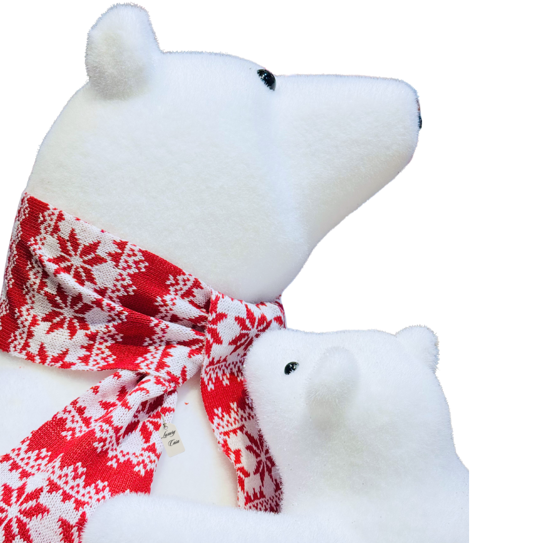 Polar Bear with Cub Decoration and Scarf Luxury Casa