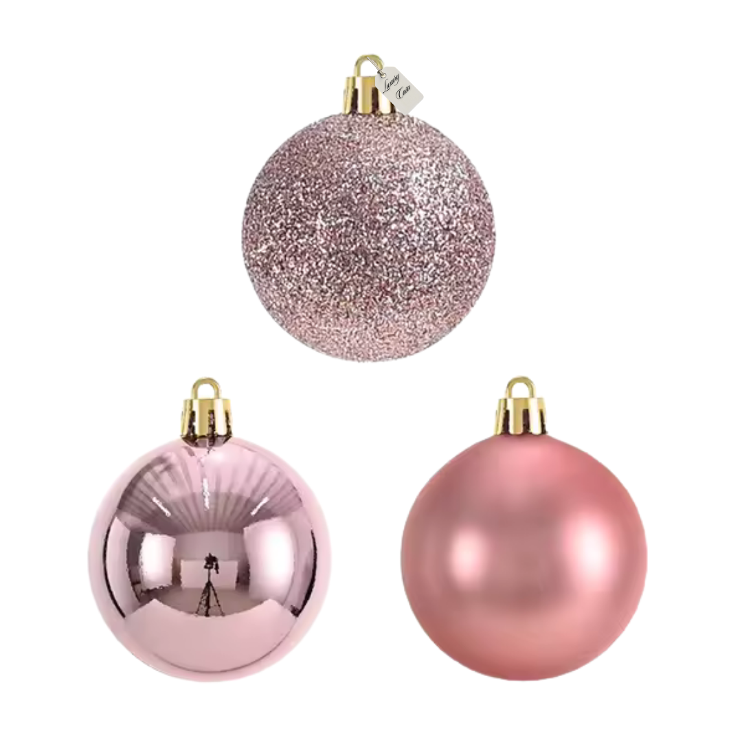 Christmas Baubles Ornaments Set – 24 pcs (6 cm, Glitter, Glossy & Matte Christmas Tree Decorations) Luxury Casa