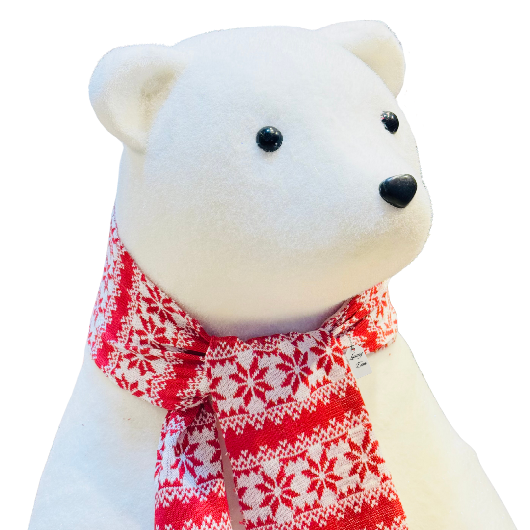 Standing Polar Bear Decoration with Scarf Luxury Casa