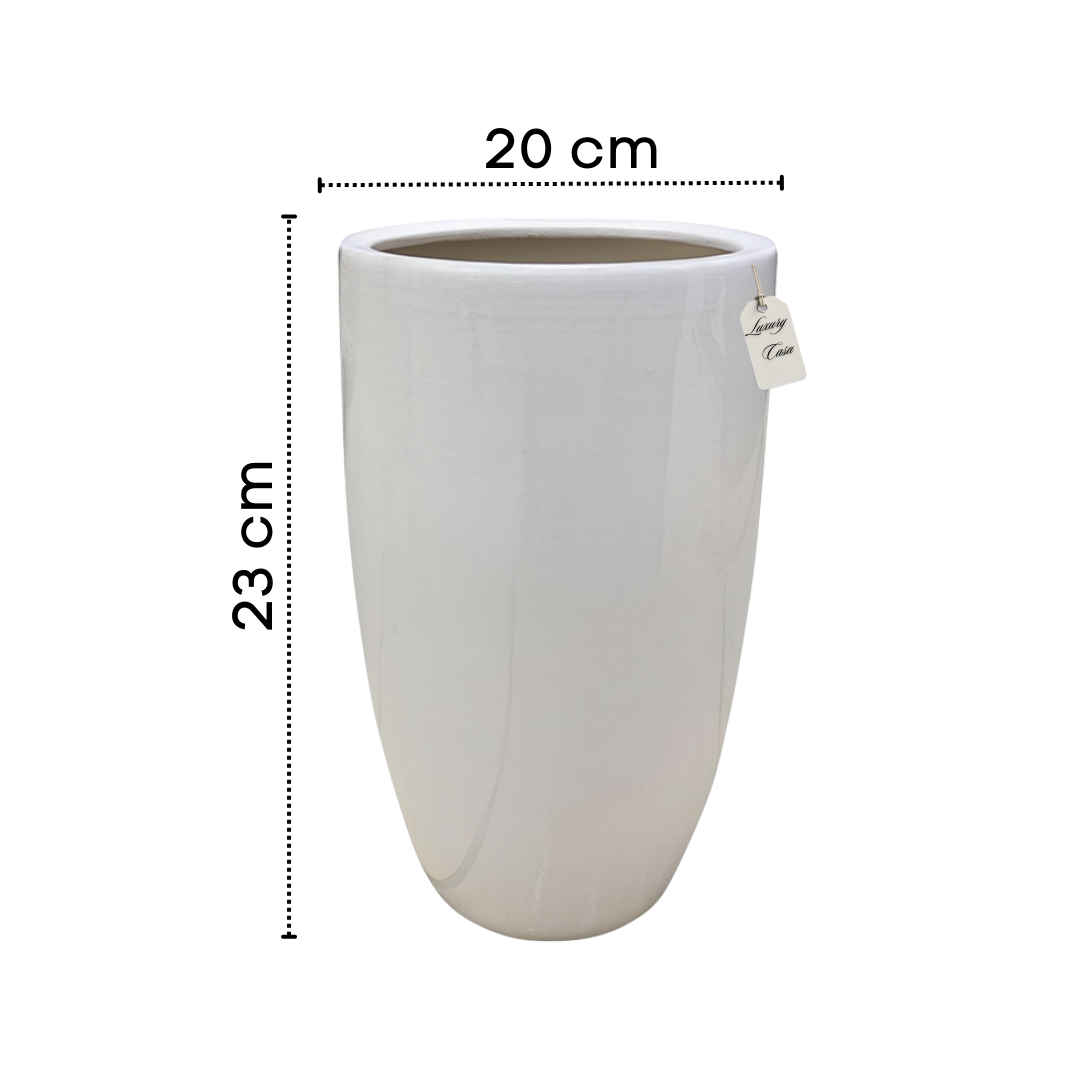 Glossy Tall Cylinder Planter – Modern Decorative Pot - Small Luxury Casa