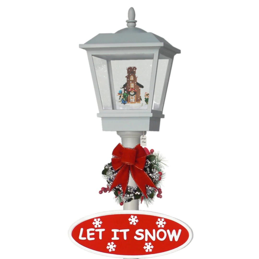 Christmas Lamp Post with Bear Scene Luxury Casa