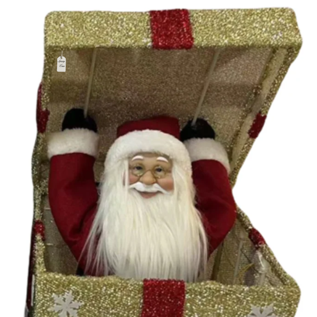 Santa Claus in Gift Box – Christmas Decoration (Set of 3 Colors) Luxury Casa