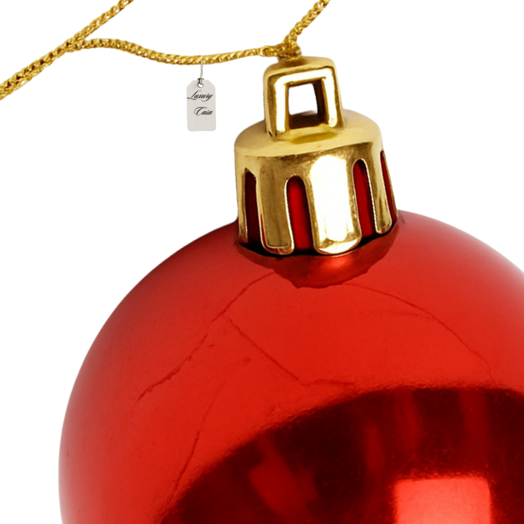 Red Christmas Bauble Ornament – 15 cm (Glossy Shatterproof Decoration) Luxury Casa