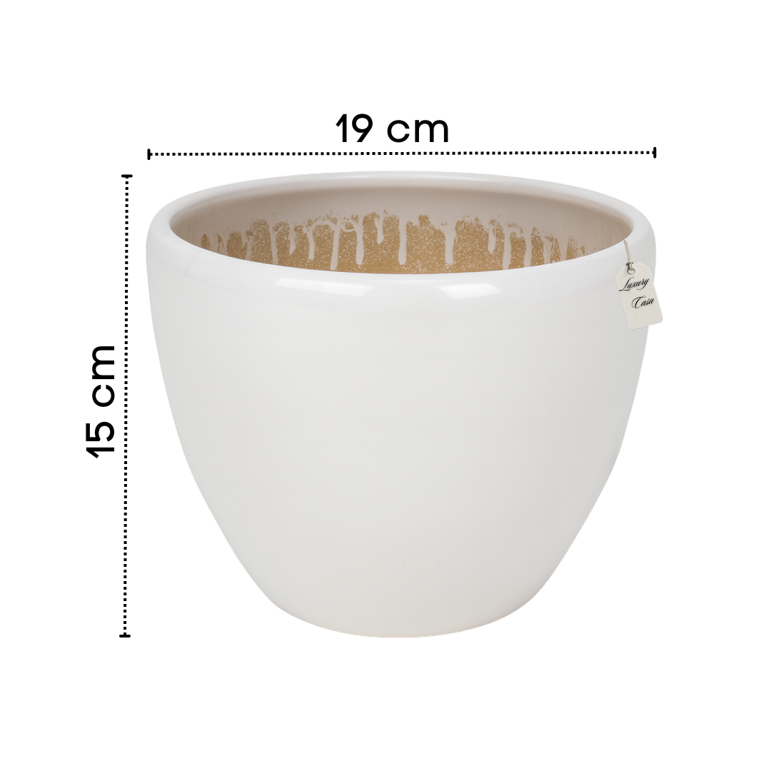 Glossy Round Planter – Modern Decorative Pot - Medium Luxury Casa