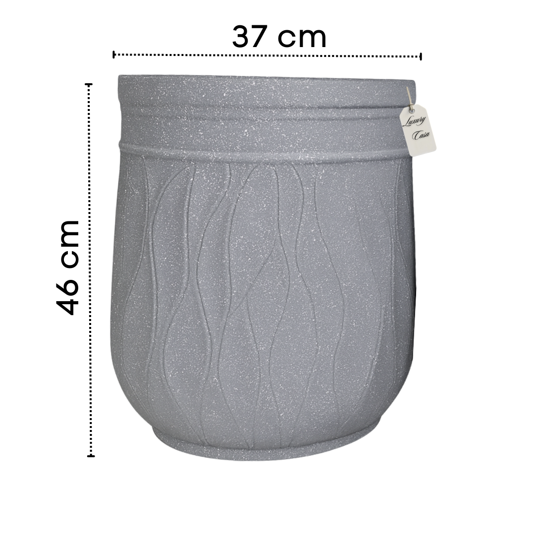 Engraved Wave Design Planter – Modern Decorative Pot - Large Luxury Casa