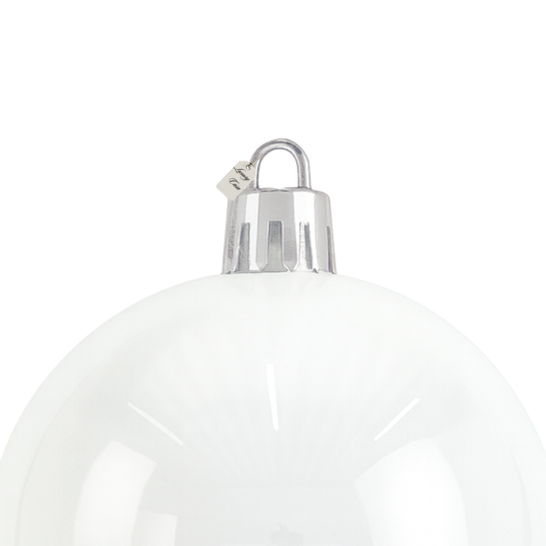 White Christmas Bauble Ornament – 25 cm (Glossy Shatterproof Decoration) Luxury Casa