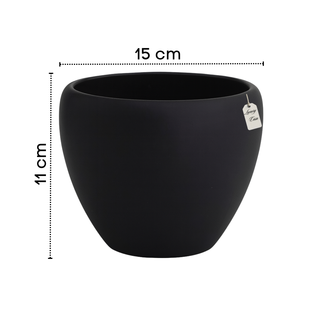 Matte Finish Round Planter – Modern Decorative Pot - Small Luxury Casa