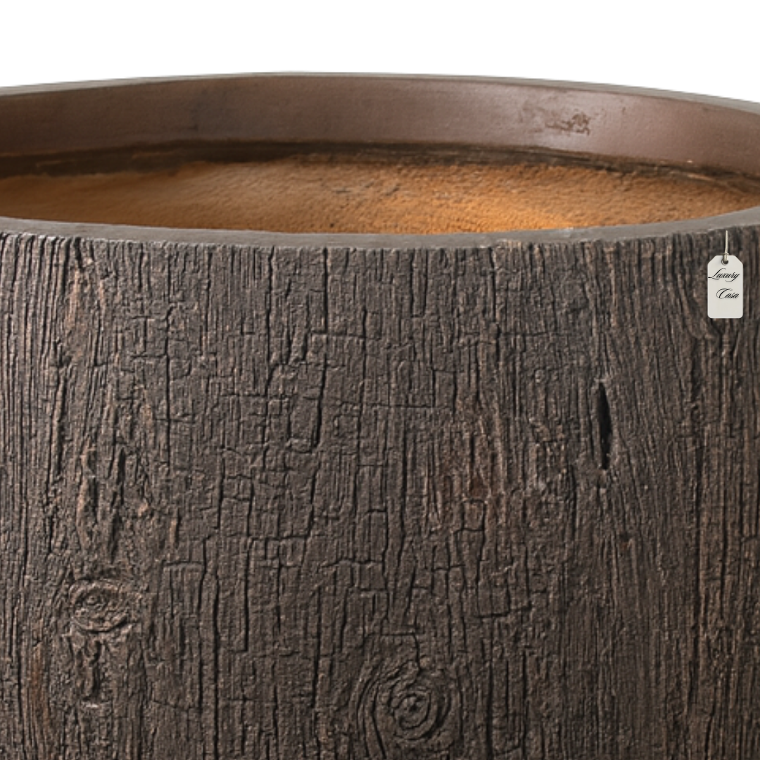 Wood Grain Textured Planter – Modern Decorative Pot - Medium Luxury Casa