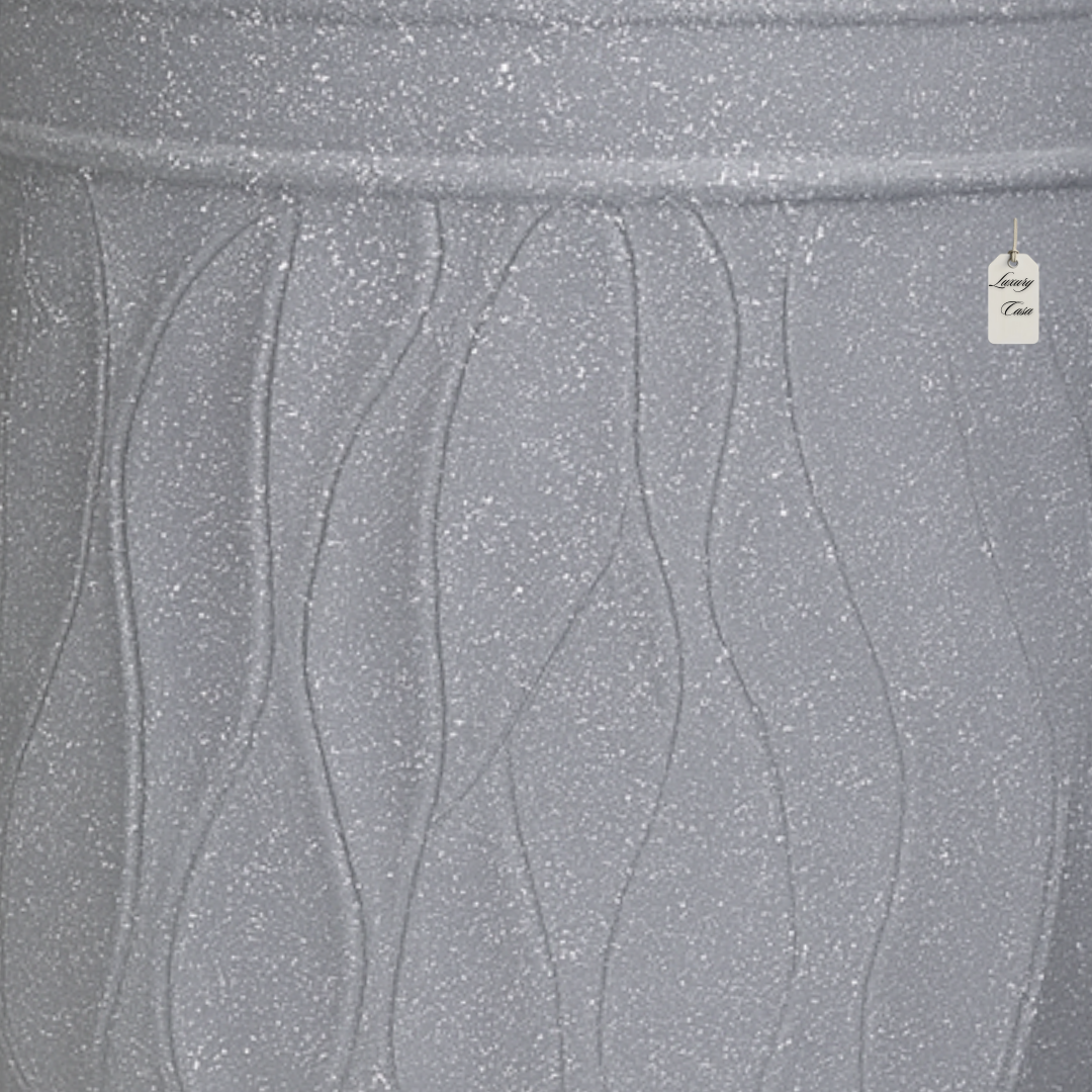 Engraved Wave Design Planter – Modern Decorative Pot - Medium Luxury Casa