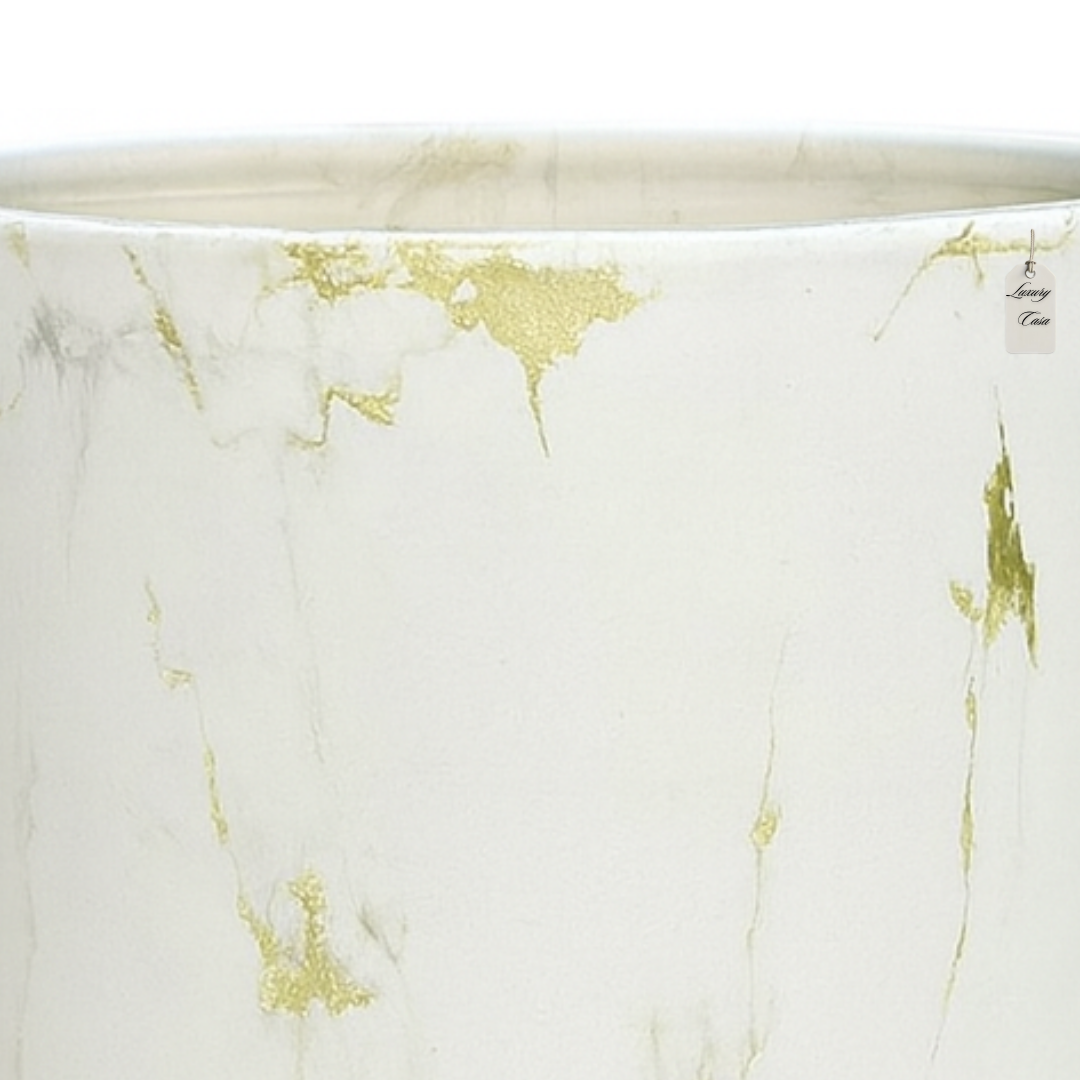 Marble Effect Planter with Gold Veins – Modern Decorative Pot - Large Luxury Casa