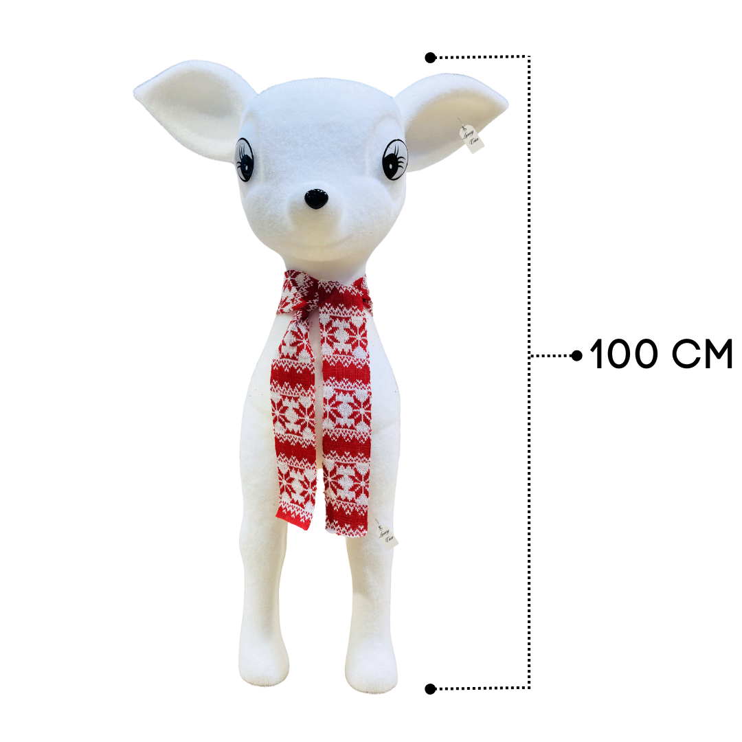 White Reindeer with Red Scarf Luxury Casa