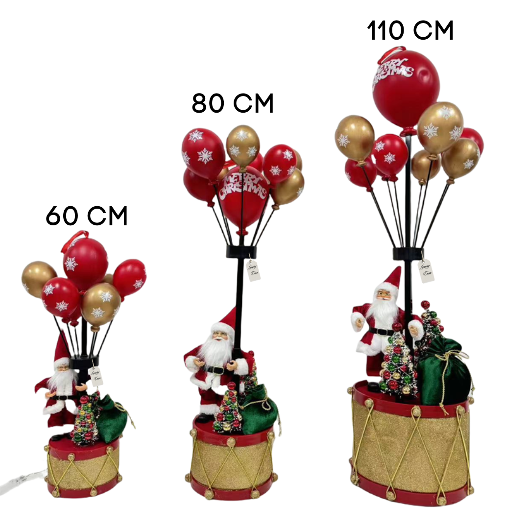 Santa Claus with Christmas Balloons on Drum Décoration Luxury Casa