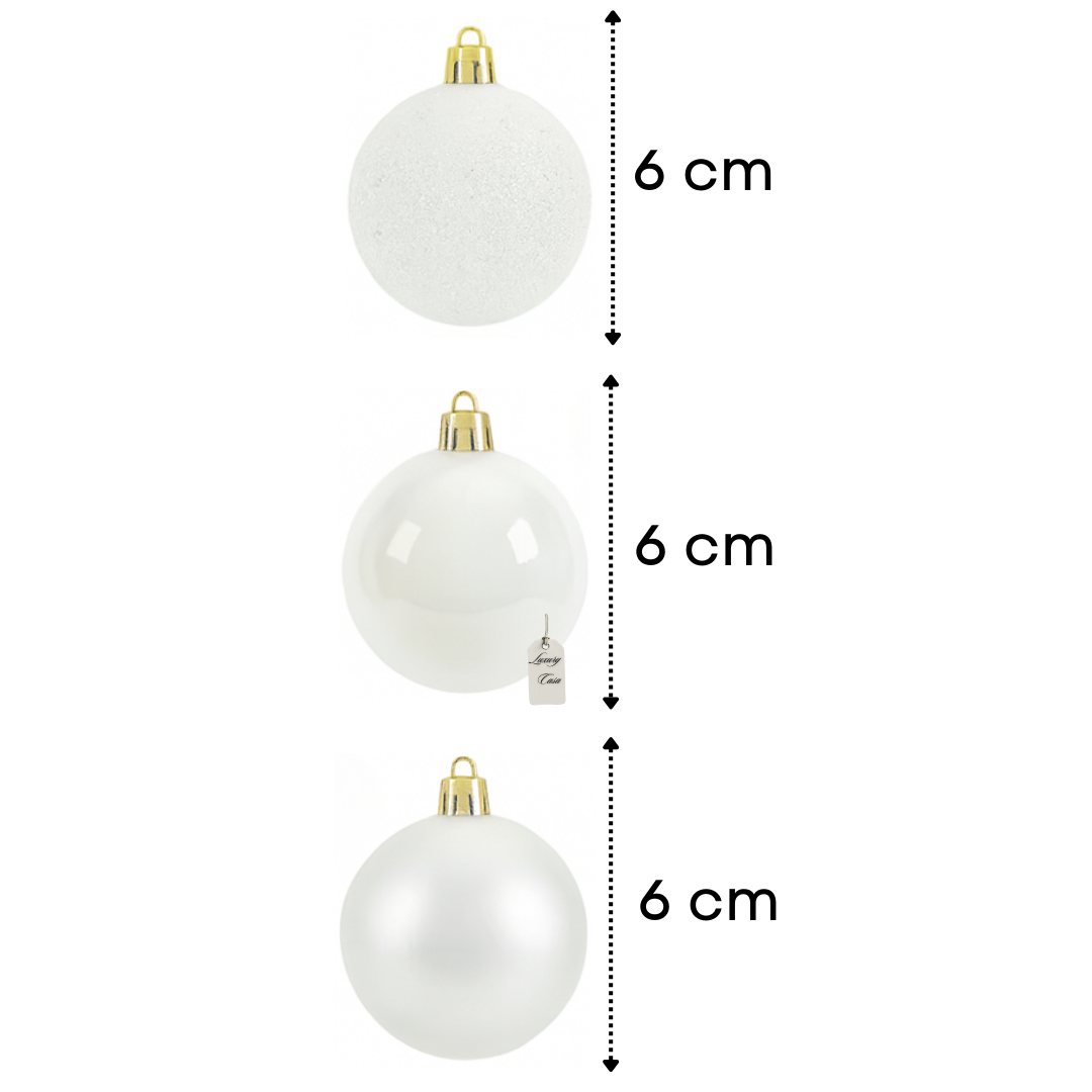 Christmas Baubles Ornaments Set – 24 pcs (6 cm, Glitter, Glossy & Matte Christmas Tree Decorations) Luxury Casa