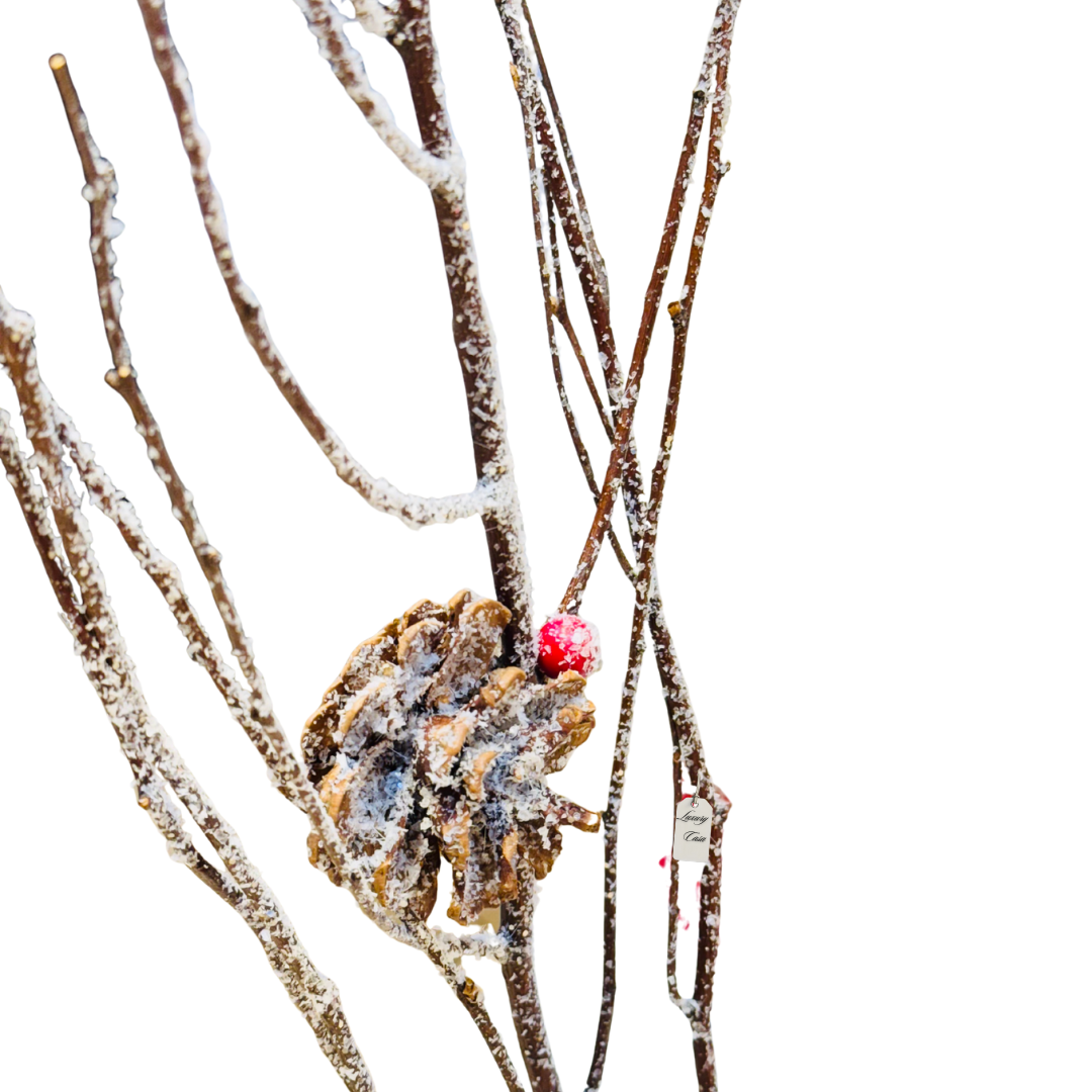 Snowman Decoration with Scarf and Pinecone Branch Arms Luxury Casa