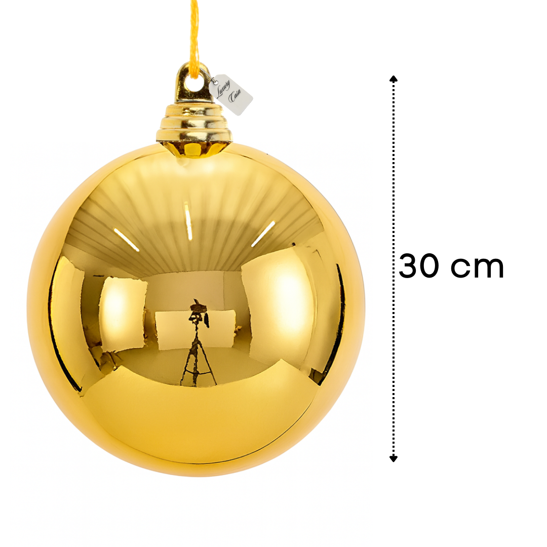Gold Christmas Bauble Ornament – 30 cm (Glossy Shatterproof Giant Decoration) Luxury Casa