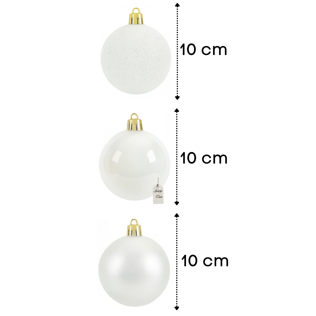 Christmas Baubles Ornaments Set – 24 pcs (10 cm, Glitter, Glossy & Matte Christmas Tree Decorations) Luxury Casa