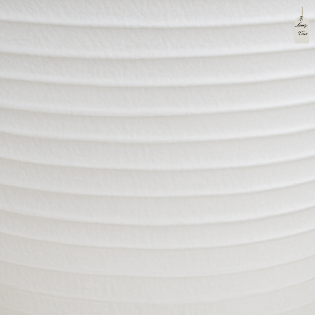 Textured Ribbed Round Planter – Modern Decorative Pot - Medium Luxury Casa