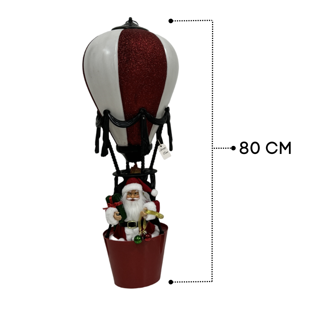 Santa Hot Air Balloon LED Decoration – Red & White Design Luxury Casa