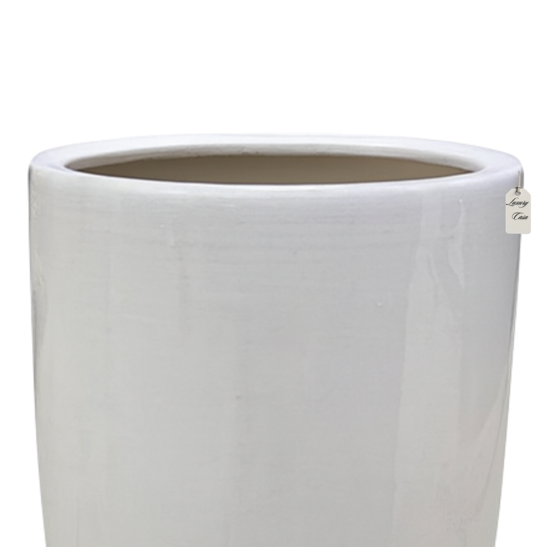 Glossy Tall Cylinder Planter – Modern Decorative Pot - Large Luxury Casa