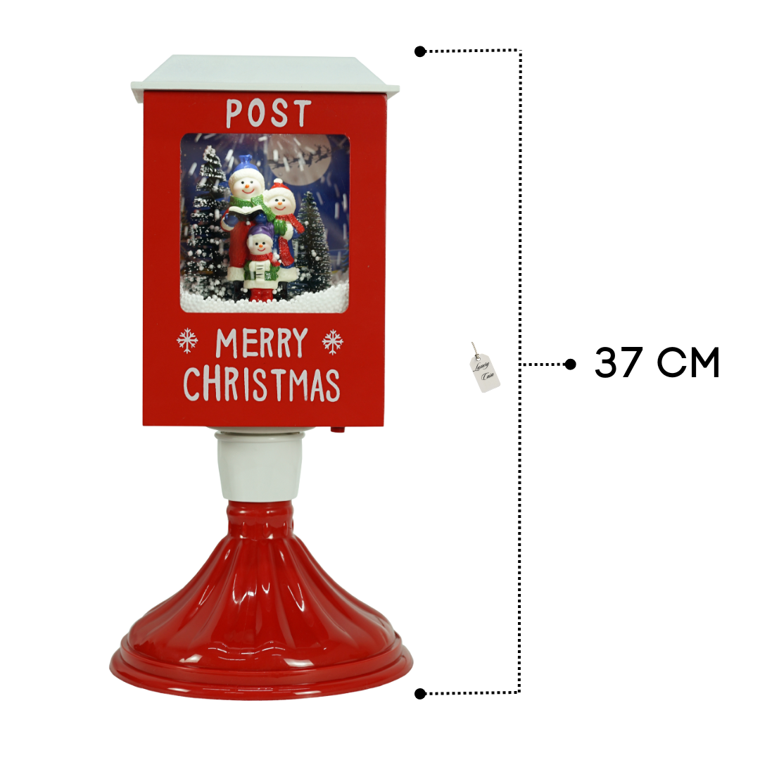 Christmas Musical Snowman Table Mailbox with Snowfall Luxury Casa