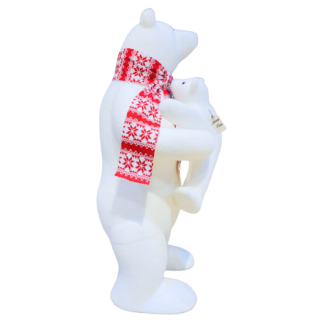 Polar Bear with Cub Decoration and Scarf Luxury Casa