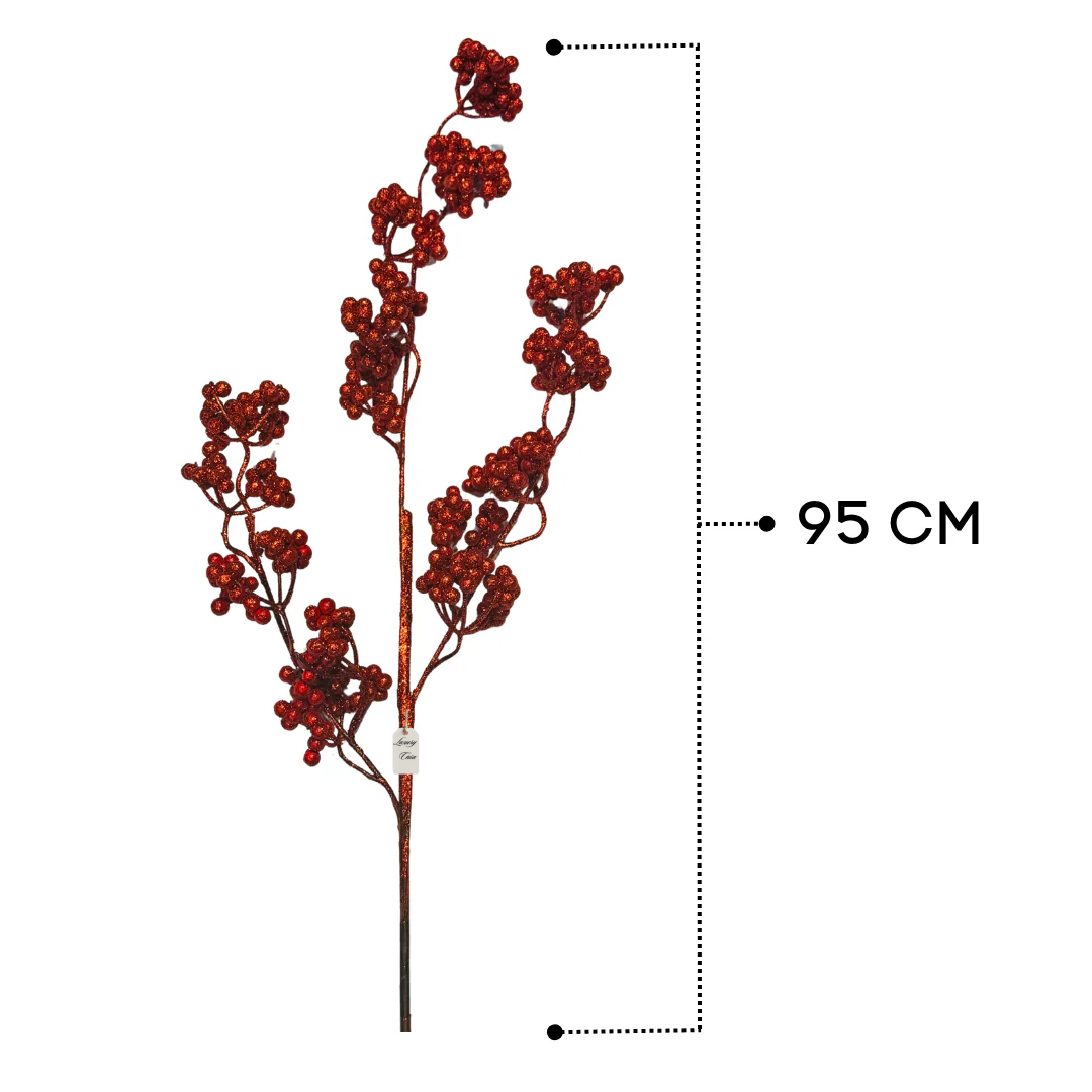 Christmas Red Glitter Berry Stem Decoration Luxury Casa