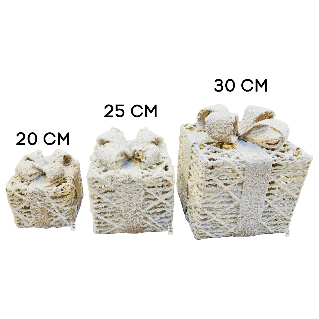 Snow Covered LED Gift Box Set Luxury Casa