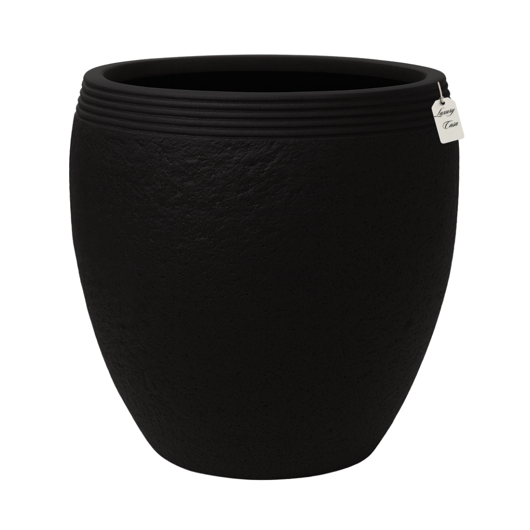 Textured Stone Ribbed Planter – Modern Decorative Pot - Large Luxury Casa