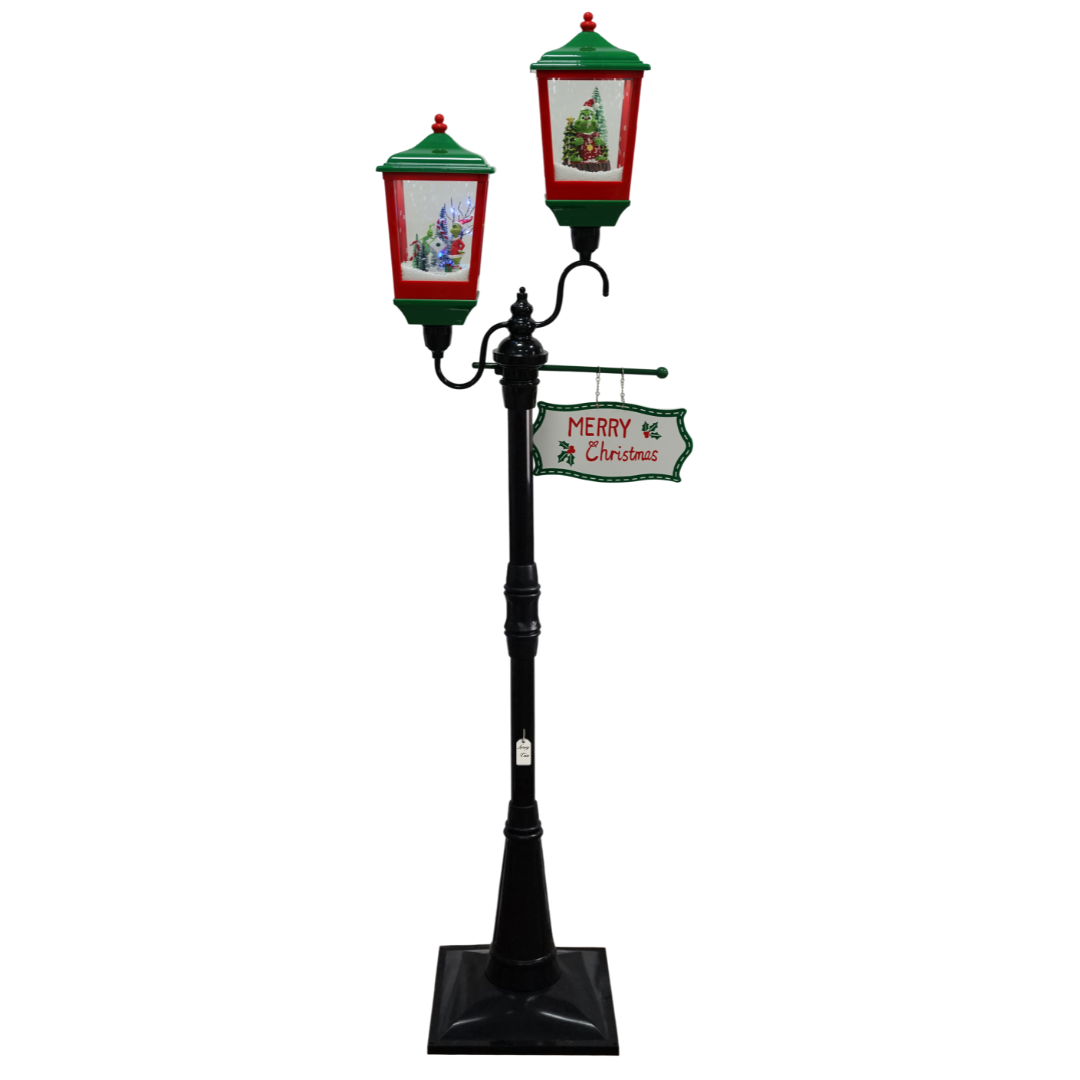 Christmas Musical Lamp Post with Snowfall – Black & Green Luxury Casa