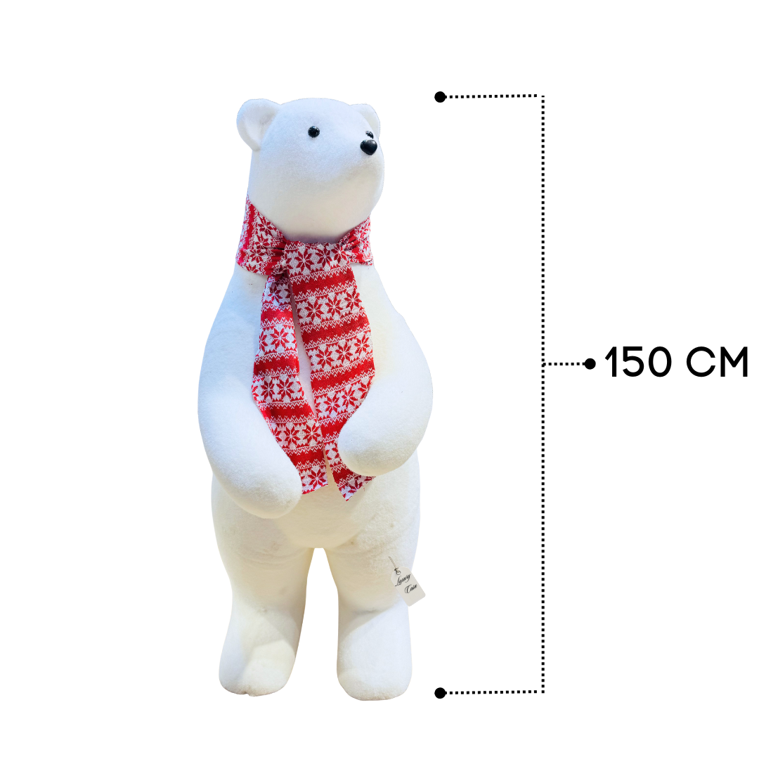 Standing Polar Bear Decoration with Scarf Luxury Casa