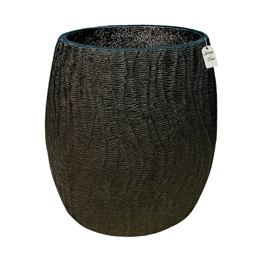 Wave Pattern Textured Planter – Modern Decorative Pot - Large Luxury Casa