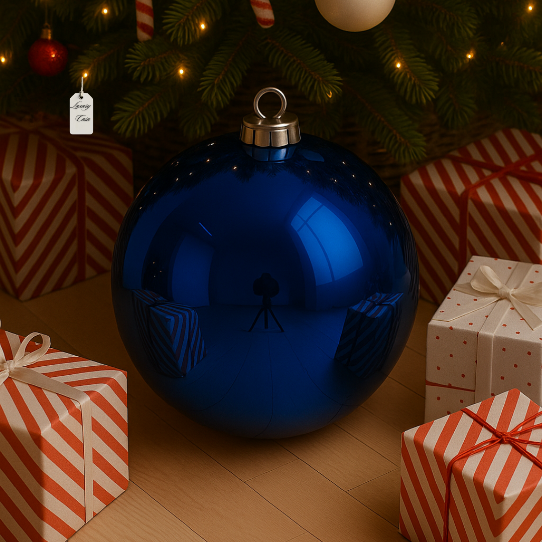 Blue Christmas Bauble Ornament – 50 cm (Glossy Shatterproof XXL Decoration) Luxury Casa