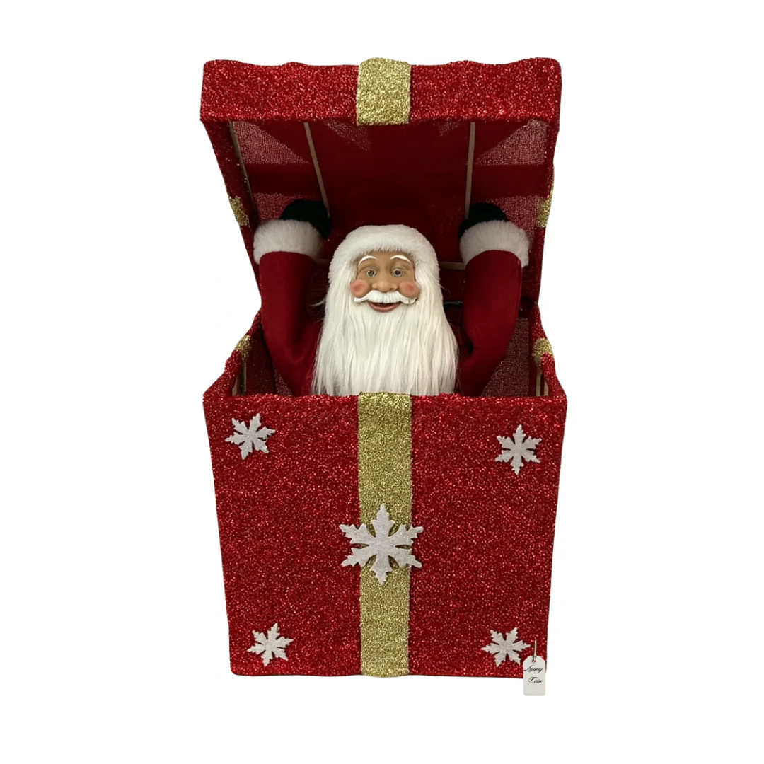 Santa Claus in Gift Box – Christmas Decoration (Set of 3 Colors) Luxury Casa