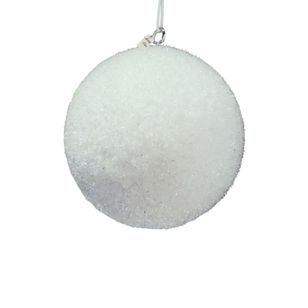 White Glitter Christmas Baubles Luxury Casa