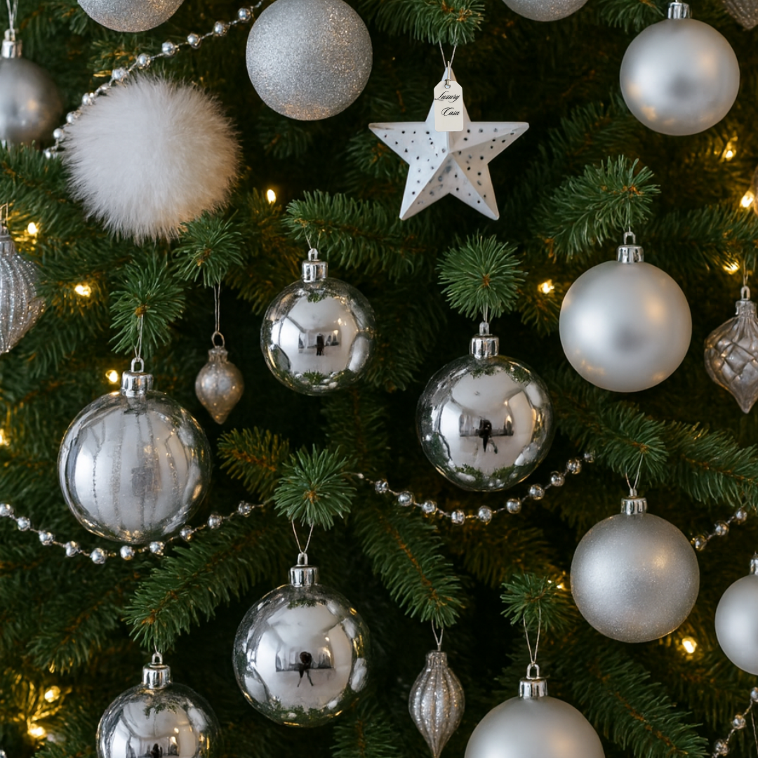 Christmas Baubles Ornaments Set – 24 pcs (10 cm, Glitter, Glossy & Matte Christmas Tree Decorations) Luxury Casa