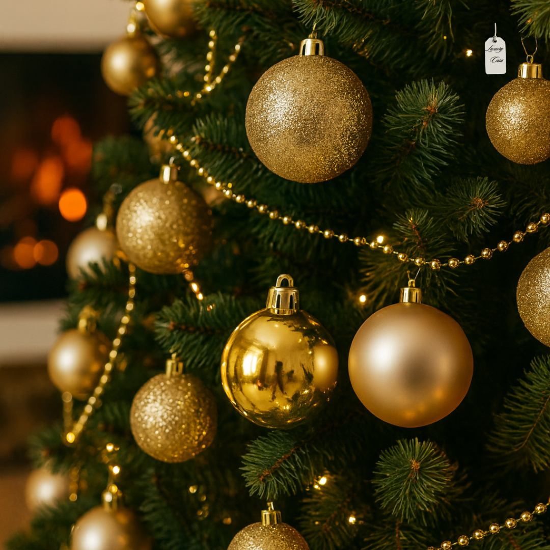 Christmas Baubles Ornaments Set – 24 pcs (8 cm, Glitter, Glossy & Matte Christmas Tree Decorations) Luxury Casa