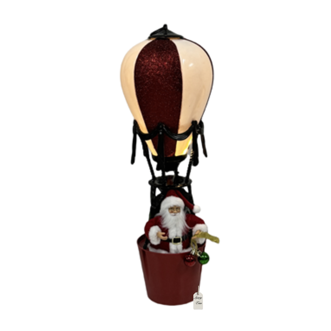 Santa Hot Air Balloon LED Decoration – Red & White Design Luxury Casa