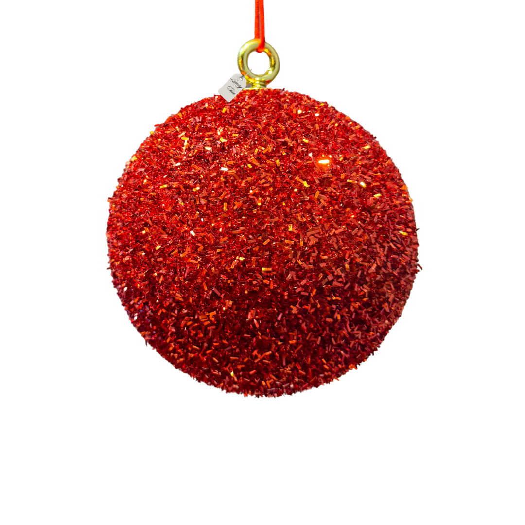 Red Glitter Christmas Baubles Luxury Casa