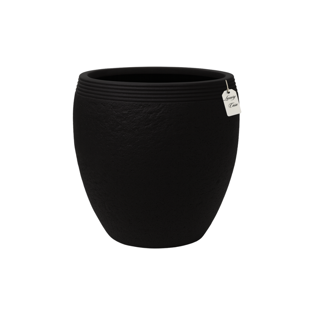 Textured Stone Ribbed Planter – Modern Decorative Pot - Small Luxury Casa