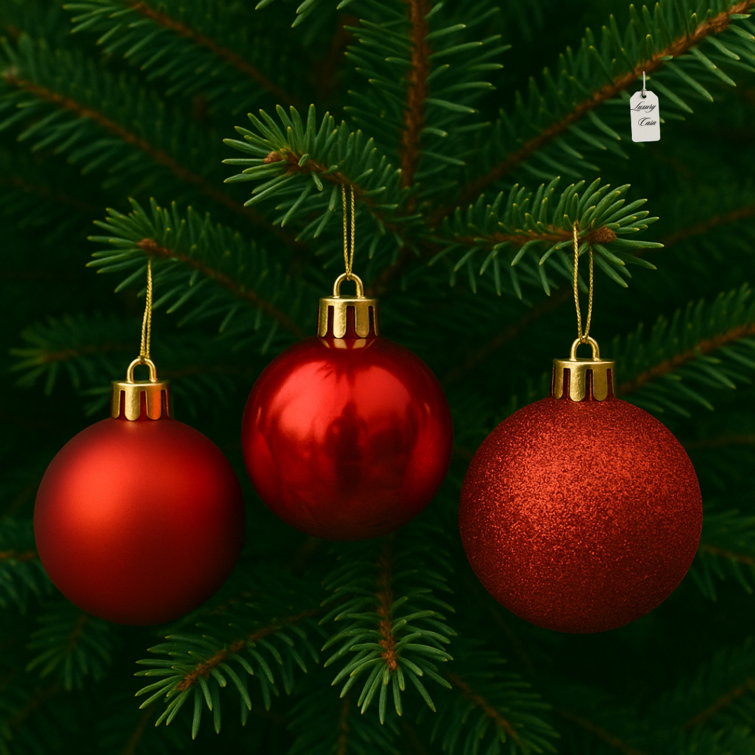 Christmas Baubles Ornaments Set – 24 pcs (10 cm, Glitter, Glossy & Matte Christmas Tree Decorations) Luxury Casa