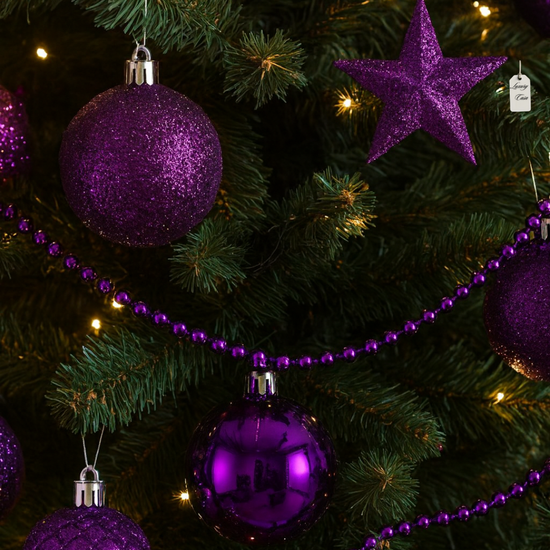 Christmas Baubles Ornaments Set – 24 pcs (6 cm, Glitter, Glossy & Matte Christmas Tree Decorations) Luxury Casa