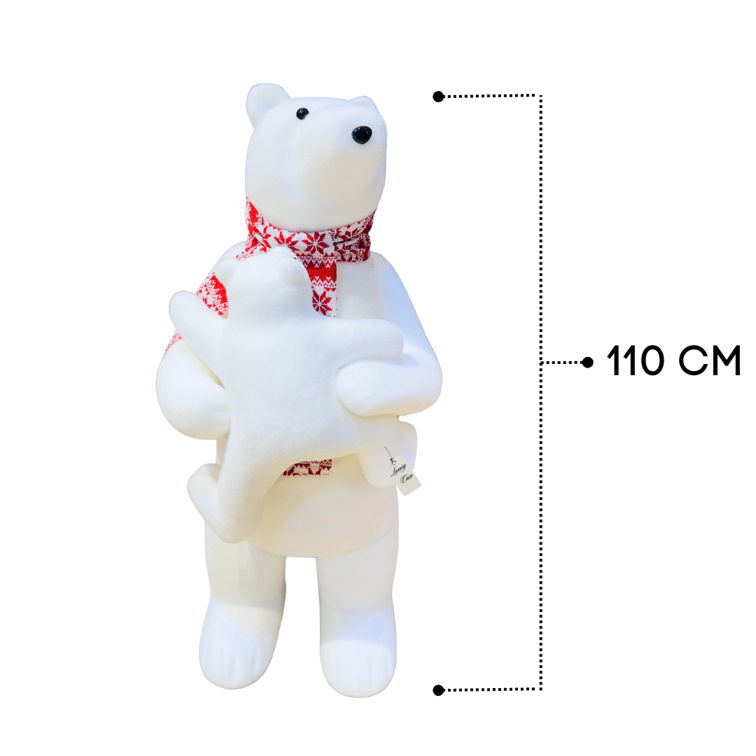 Polar Bear with Cub Decoration and Scarf Luxury Casa
